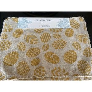 Shabby Chic set of 4 gold Easter Egg placemats NEW Rachel Ashwell 13 X 19”